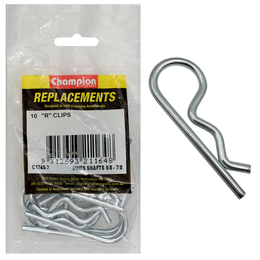 Champion R-Clip To Suit 5/8in To 7/8in Shaft Dia. -10pk | ISL