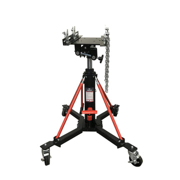 Wayco 1.0 tonne transmission jack with foot-operated lift mechanism and adjustable head