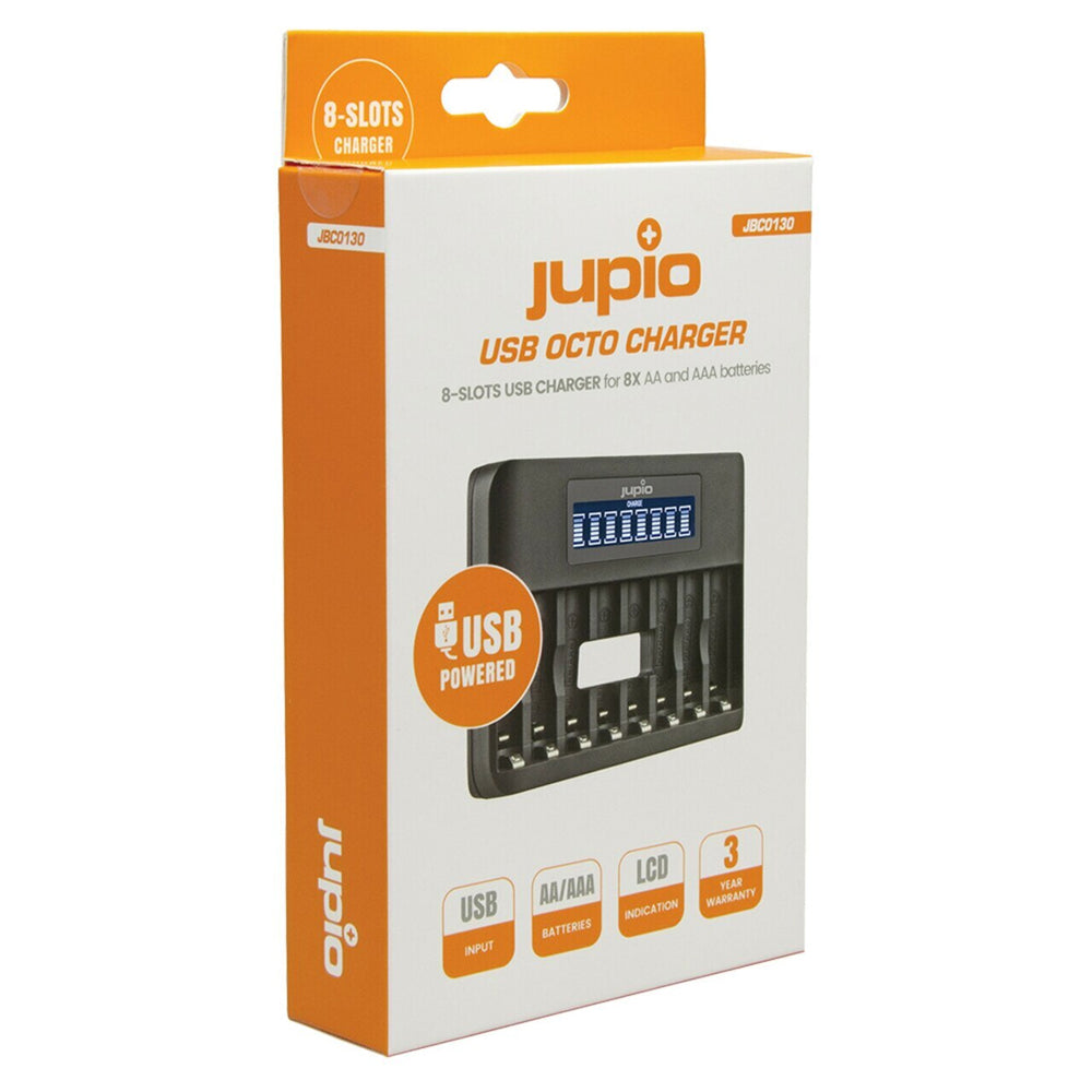 Jupio 8 Slot Fast Charger With Lcd Screen For Aa & Aaa Rechareable Batteries | Formula