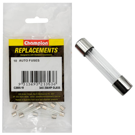 Champion 3Ag 25Amp Glass Fuse -10pk | ISL