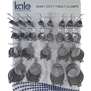 Kale 125-piece wall merchandiser with worm drive clamps stocked in 25 sizes