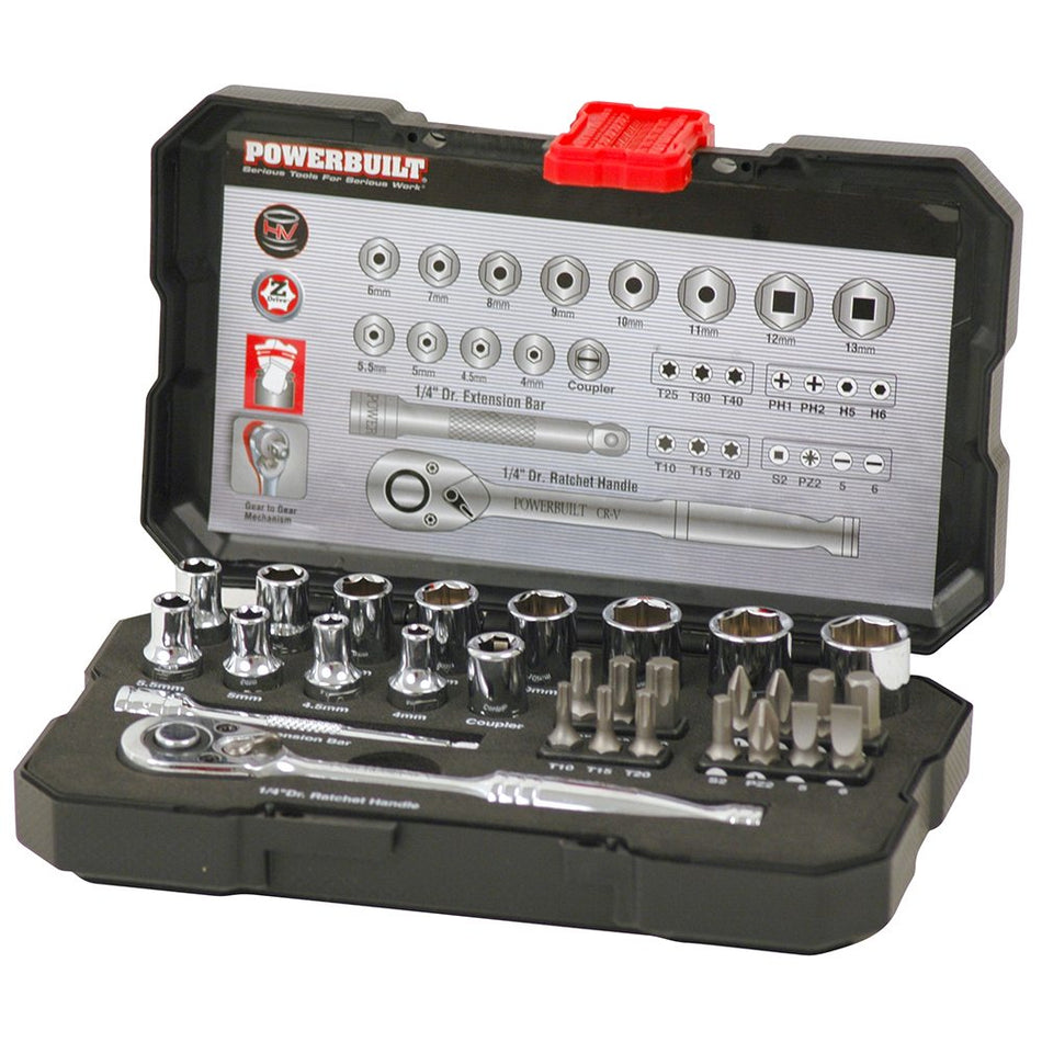 Powerbuilt 1/4” Dr 30pc Metric Socket Set