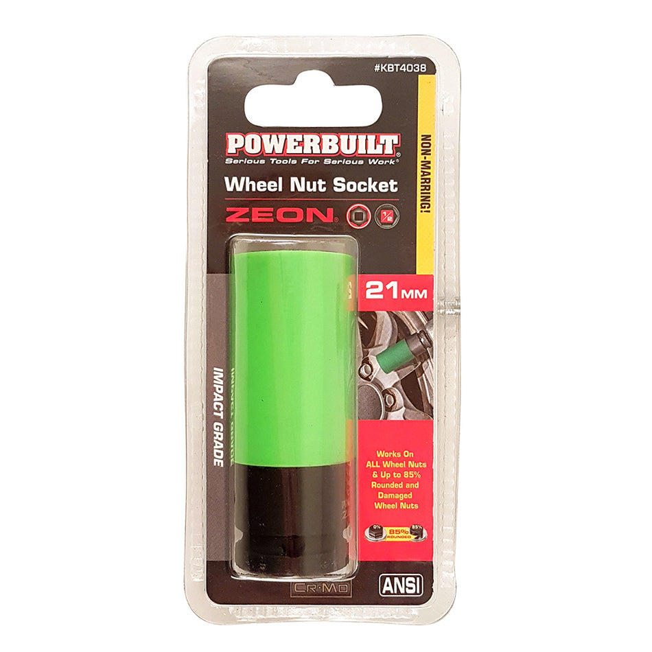 Clearance - Powerbuilt 1/2” Dr 6pt 21mm ZEON Wheel Nut Impact Socket | Alltrade