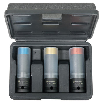 Clearance - Powerbuilt 1/2” Dr 3pc Metric Deep Impact Wheel Nut Socket Set | Alltrade