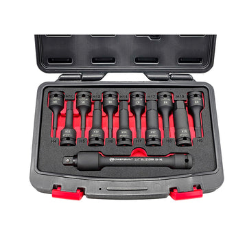Clearance - Powerbuilt 1/2″ Dr 12pc Impact Long Hex Bit Socket Set | Alltrade