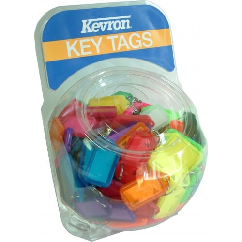 Kevron Key Tag Holders - Supermix Colours 200-pce Plastic Tub | Hobeca