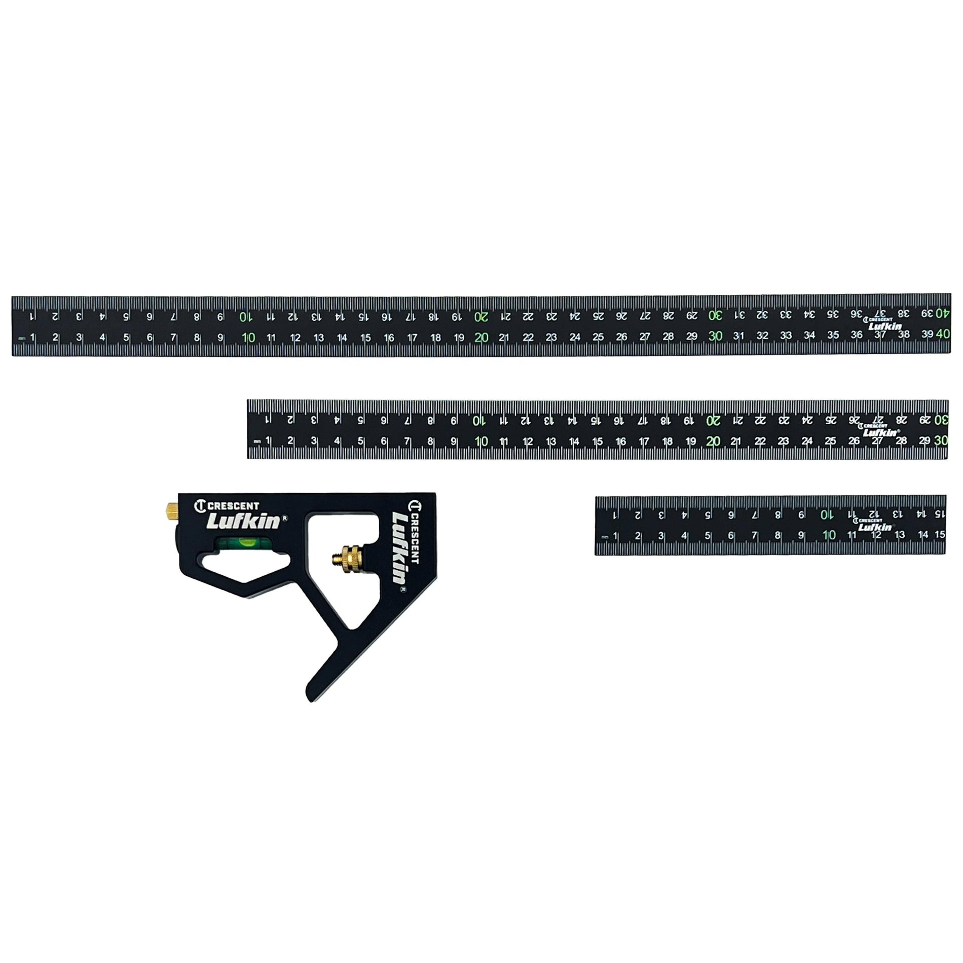 Crescent 3Pc 150mm, 300mm, & 400mm Nite Eye Combination Square | Accent Tools