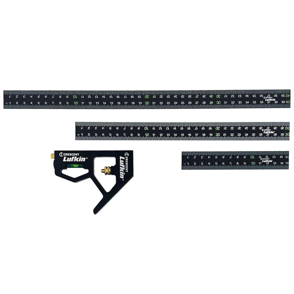 Crescent 3Pc 150mm, 300mm, & 400mm Nite Eye Combination Square | Accent Tools