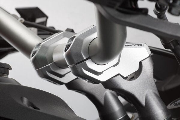 Barback Handlebar Riser Sw Motech For Taper Handlebars 28 mm. Up 30 mm. Back 22 mm. Silver | Formula