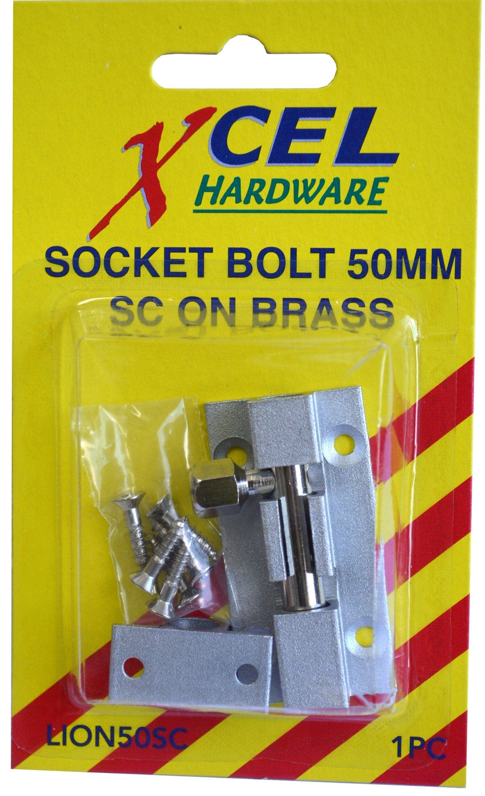 Xcel Socket Bolts Satin Chrome On Brass 50mm Carded