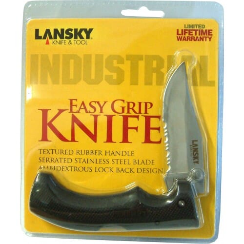 Lansky 100mm pocket knife with rubberised grip and stainless steel blade