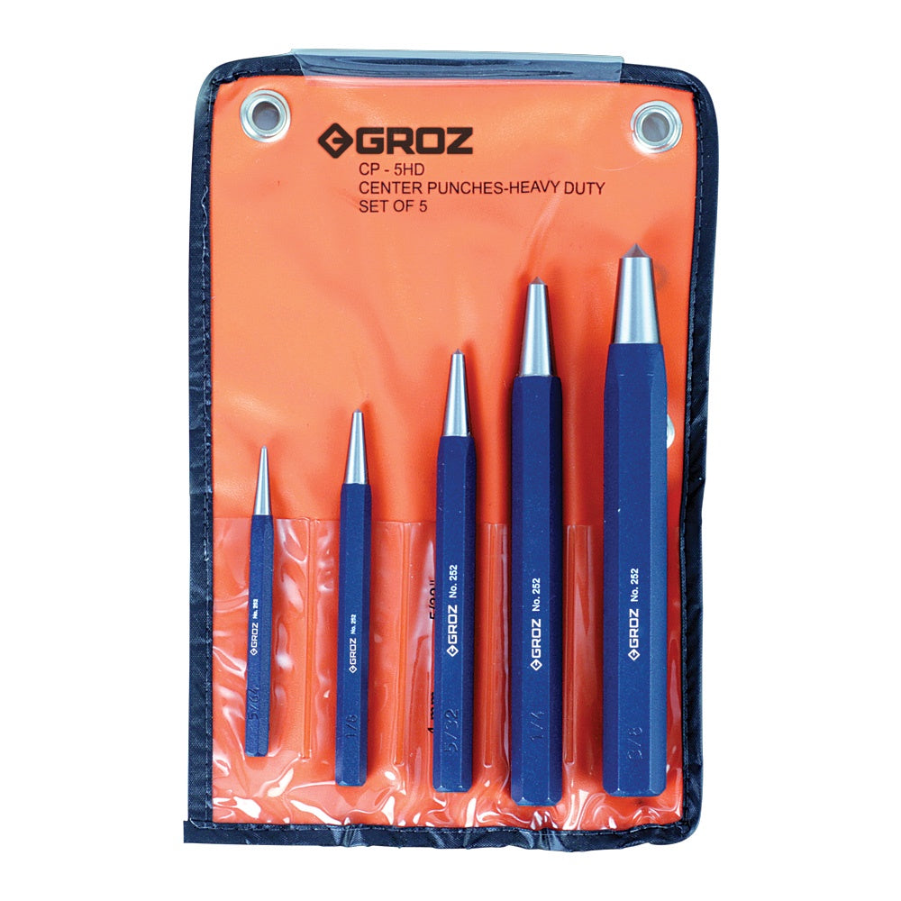 Groz 5pc H/Duty Centre Punch Set (2.0mm To 10.0mm) | ISL