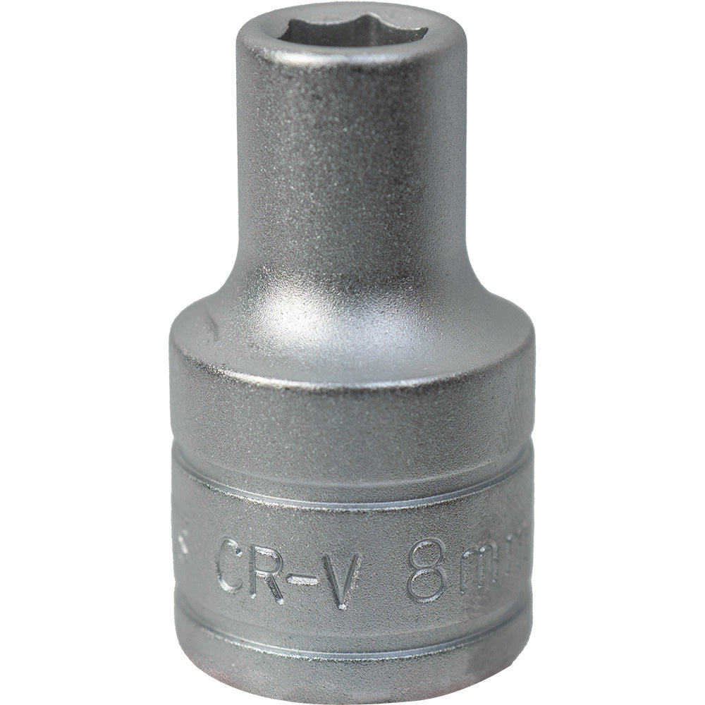 Teng 1/2 inch drive 8mm 6-point chrome vanadium socket with satin finish