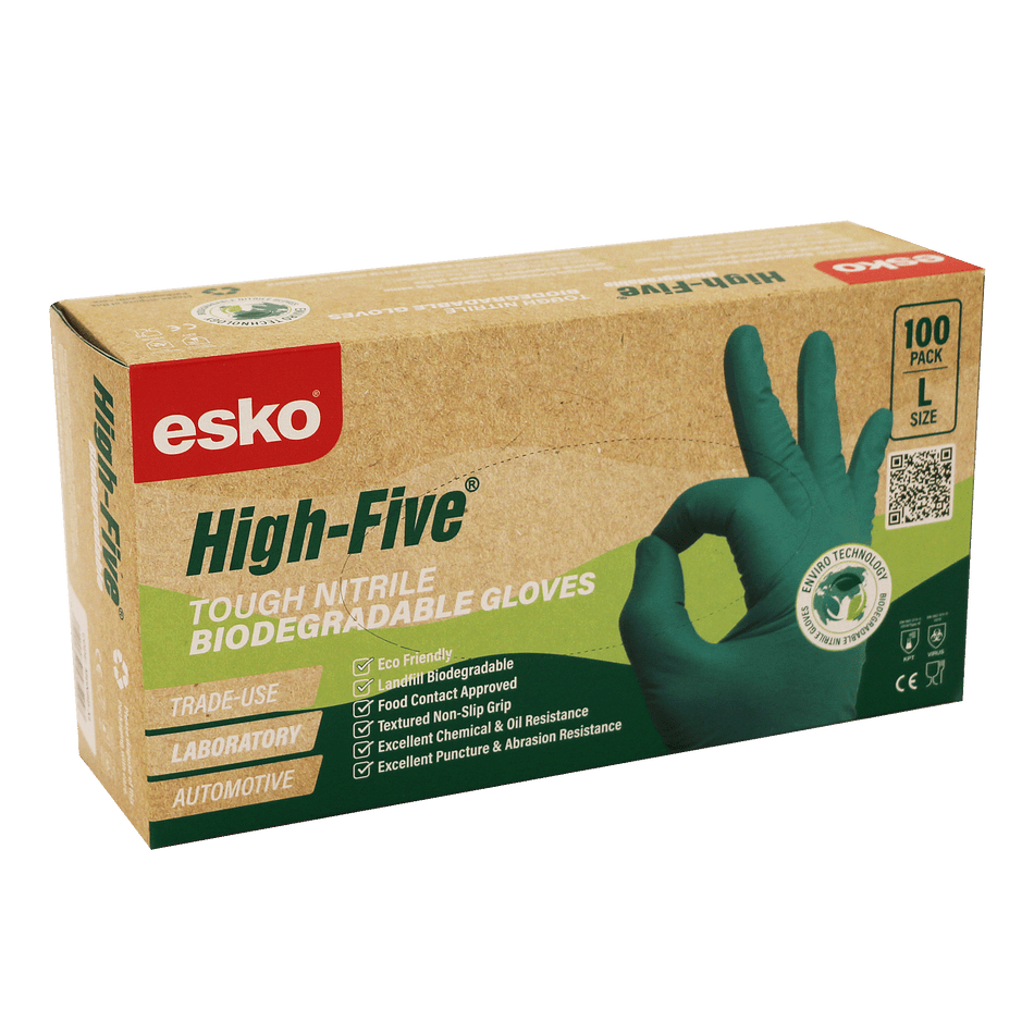 Esko High Five Biodegradable Gloves, Size XL - Box 100