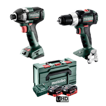 Metabo 18V brushless impact driver and hammer drill kit with batteries and charger