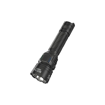 Nitecore MH25 Pro rechargeable torch, 153.6 mm length, showing clip and holster