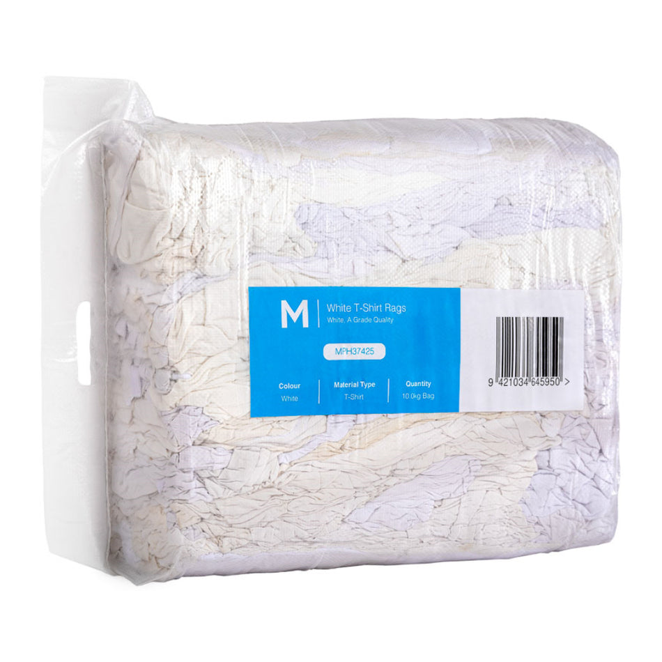 White T-Shirt Rags 10kg Compressed Cube
