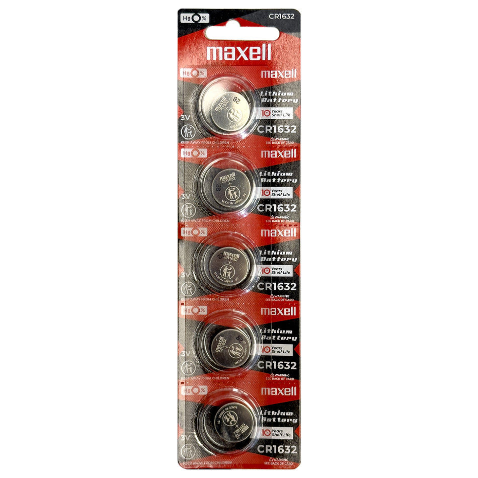 Maxell Lithium Battery Cr1632 3v Coin Cell 5 Pack