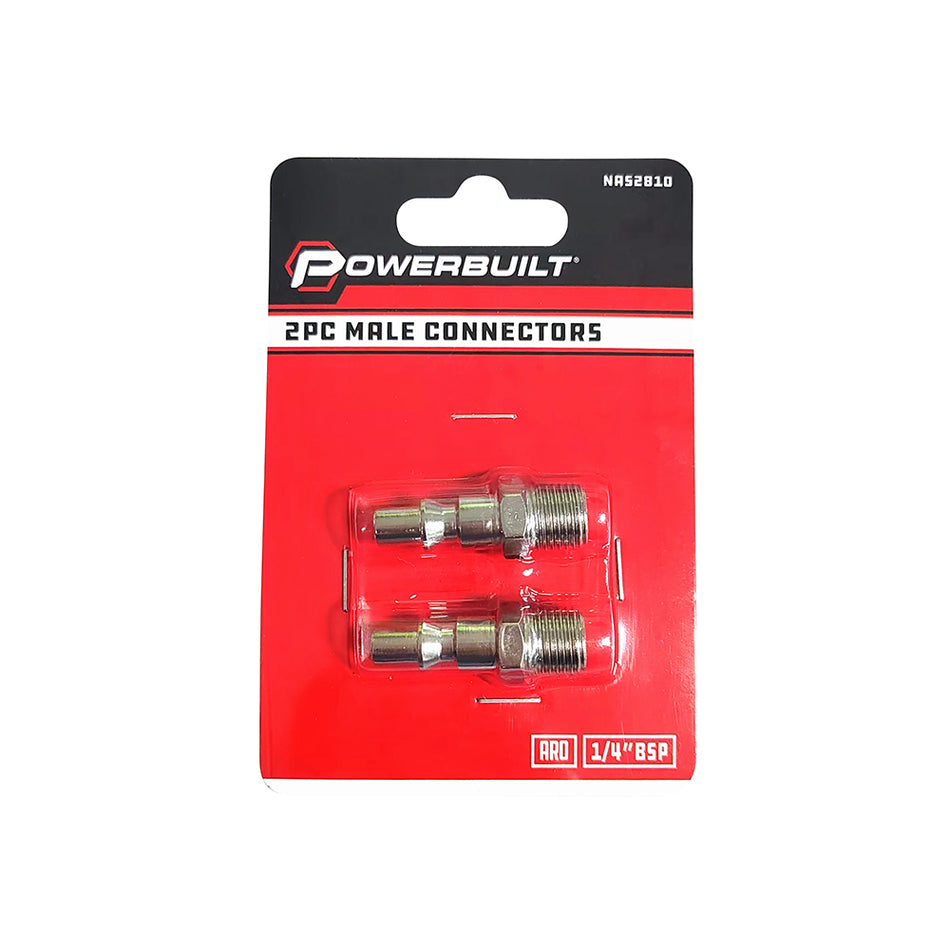 Powerbuilt 2pc Male Connectors ARO 1/4BSP | Alltrade
