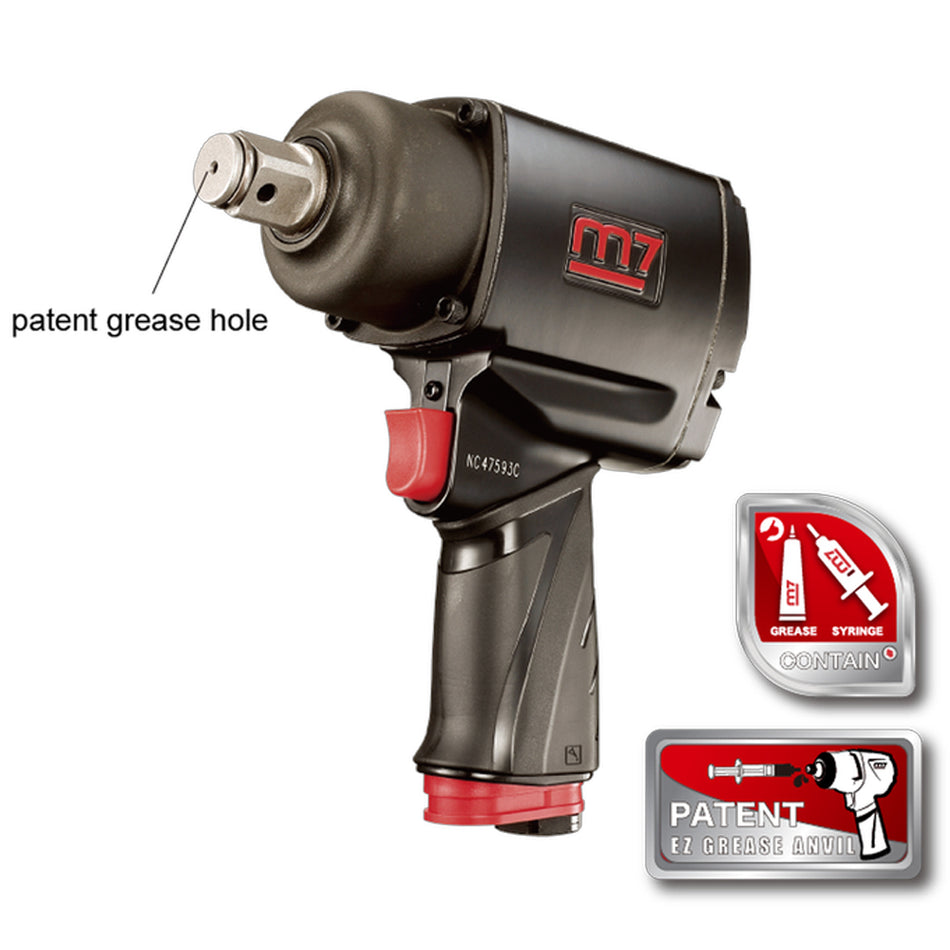 M7 Air Impact Wrench 3/4" Drive Ez Grease Pistol Style 1200ft