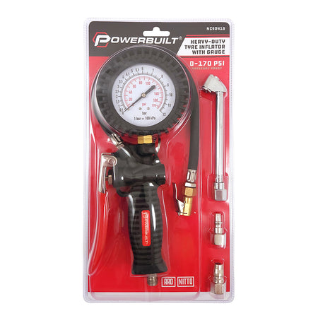Powerbuilt Heavy-Duty Tyre Inflator with Gauge | Alltrade