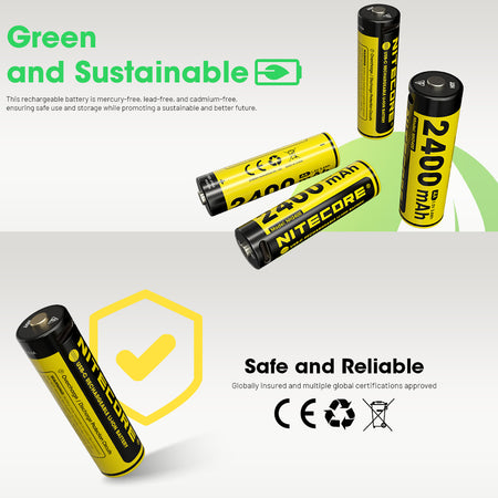 Nitecore Li-Ion Rechargeable Aa Battery 2400mah 1.5v 4 Pack Kit | Formula