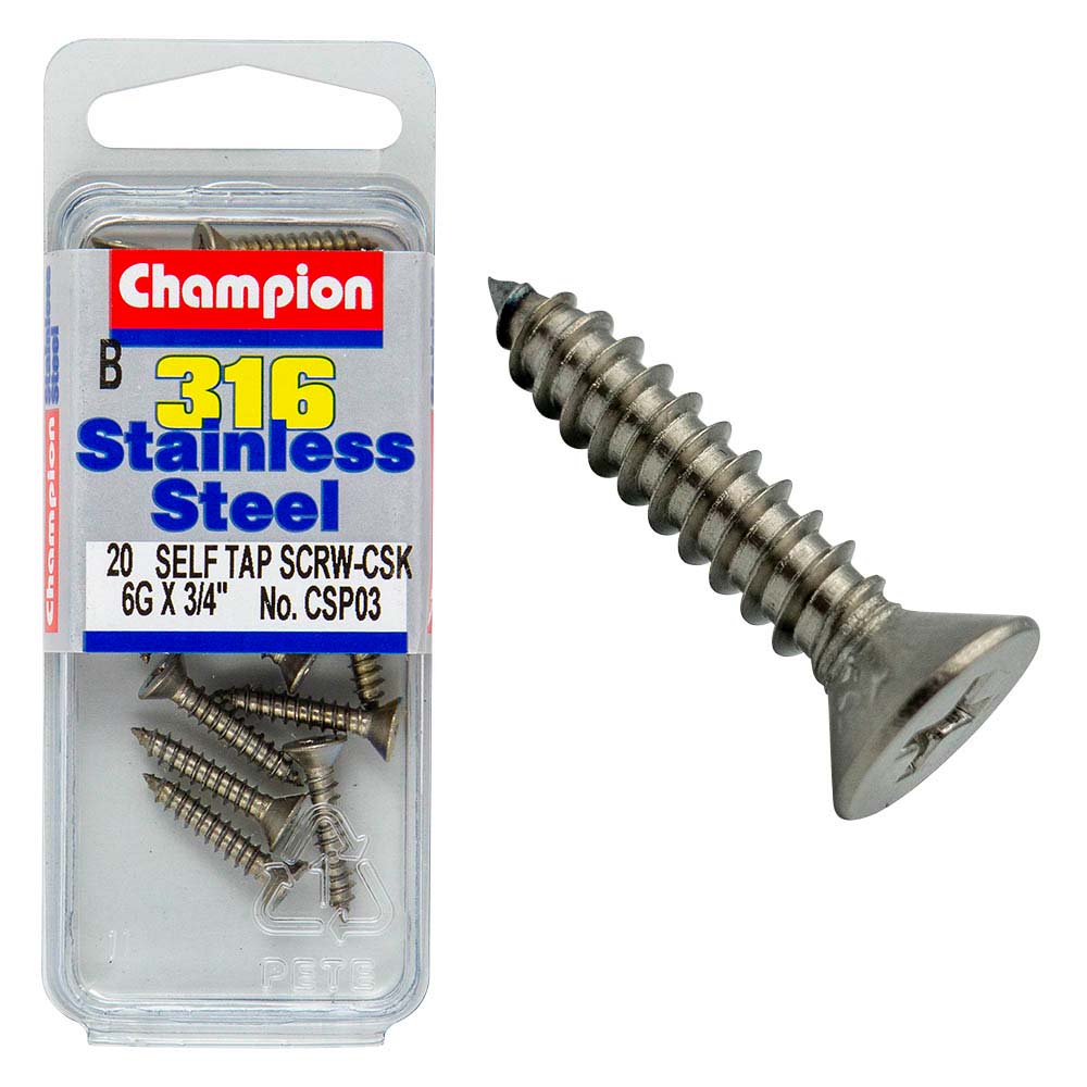 Champion 316/A4 S/Tap Set Screw - Csk 6G x 3/4in (B) | ISL