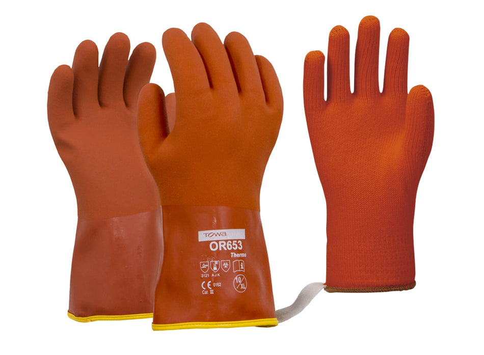 Towa Orange Thermal PVC Glove, Size 2XL