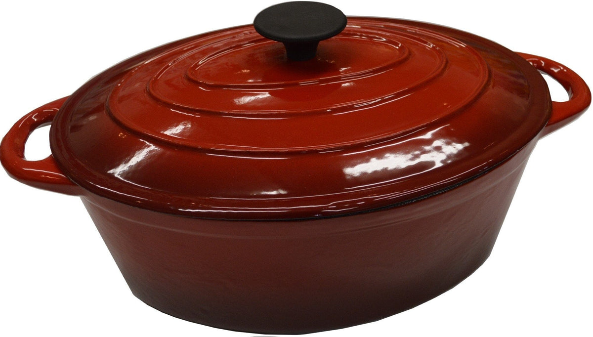 Xcel Cast Iron Casserole Enamel Red & White Oval 300mm | Hobeca