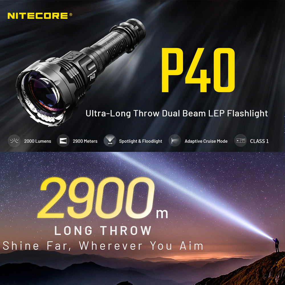 Nitecore P40 2000 Lumen Long Throw Flashlight | Formula