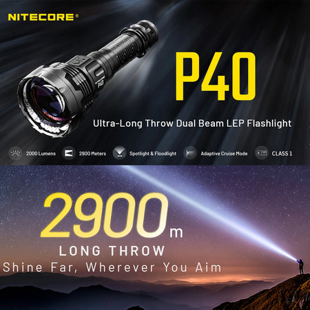 Nitecore P40 2000 Lumen Long Throw Flashlight | Formula