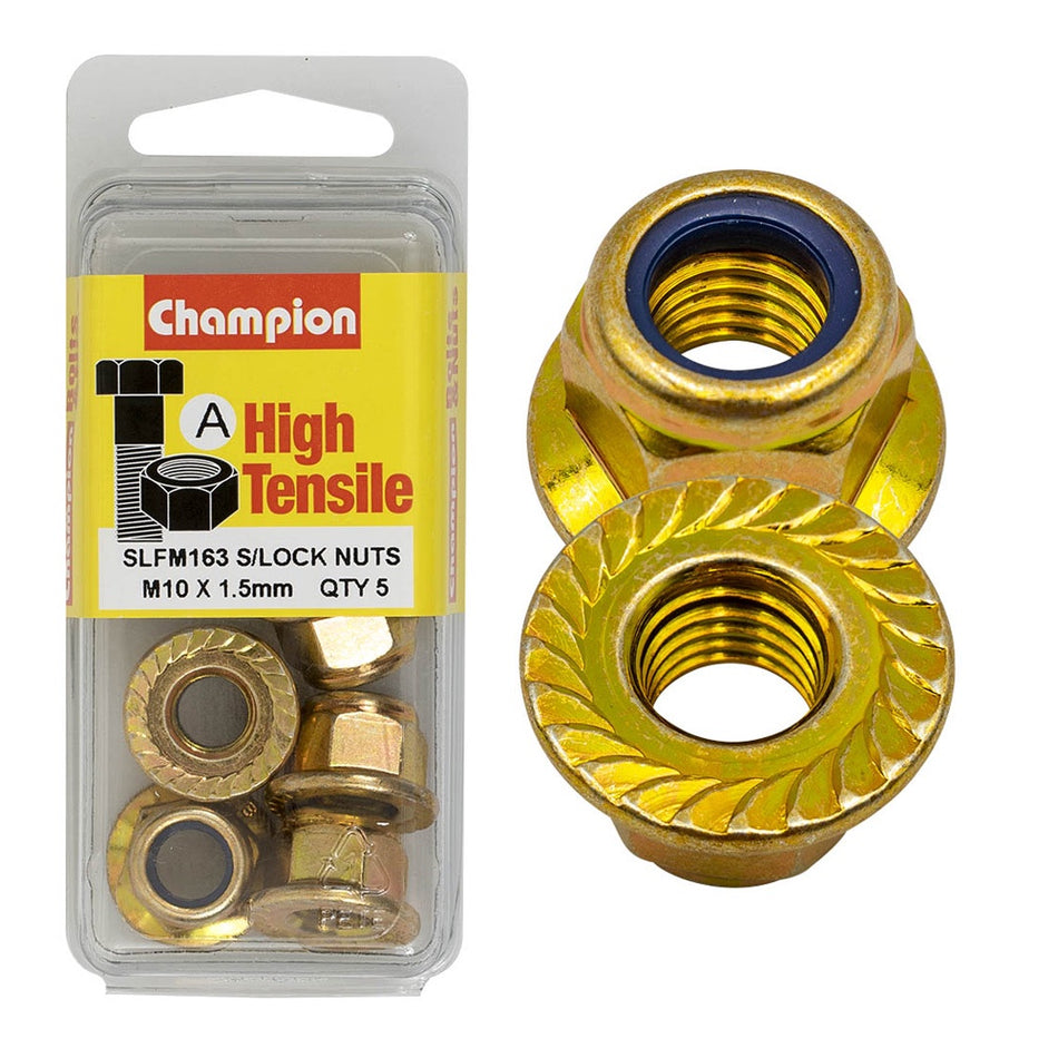Champion Hex Flange Self-Locking Nuts Nylon InsertM10x1.50mm