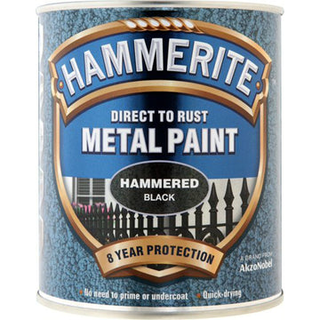 Hammerite Hammered 750 mL Black metal paint tin