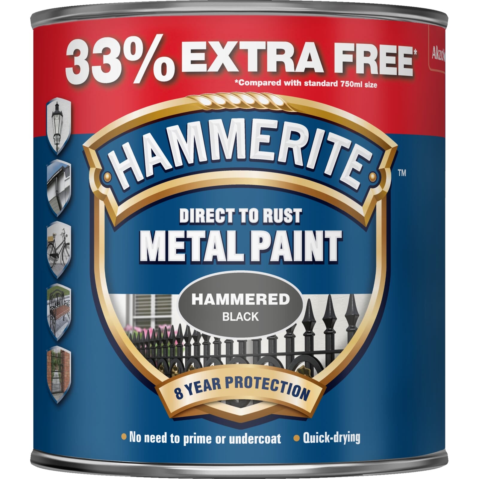 Hammerite Hammered 750ml Black (33% Extra Free) | Hobeca