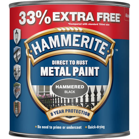 Hammerite Hammered 750ml Black (33% Extra Free) | Hobeca