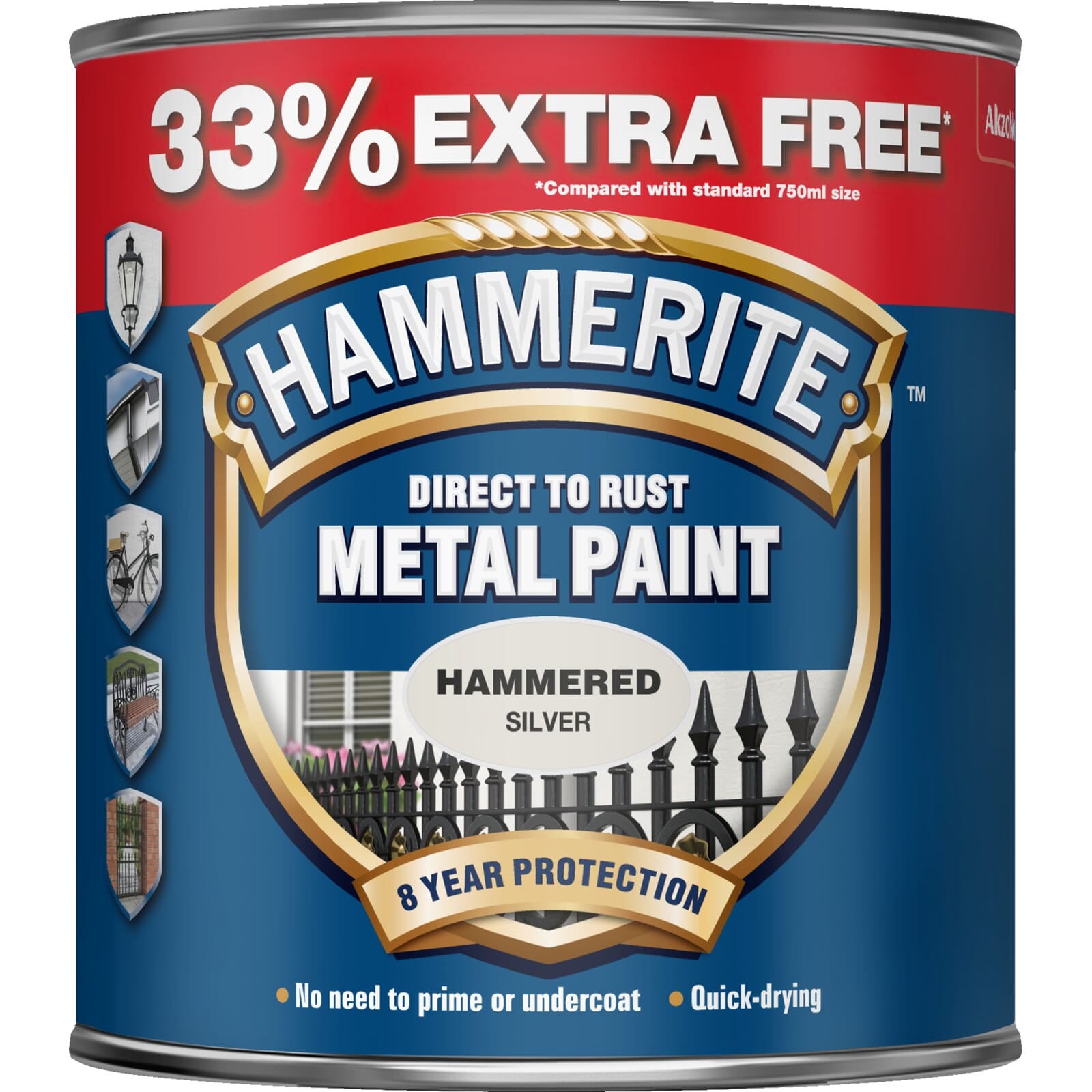 Hammerite Hammered 750ml Silver (33% Extra Free) | Hobeca