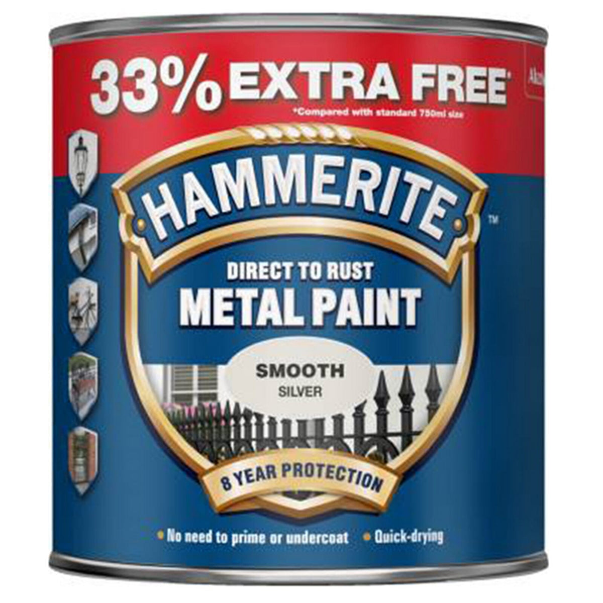 Hammerite Smooth 750ml Silver (33% Extra Free) | Hobeca