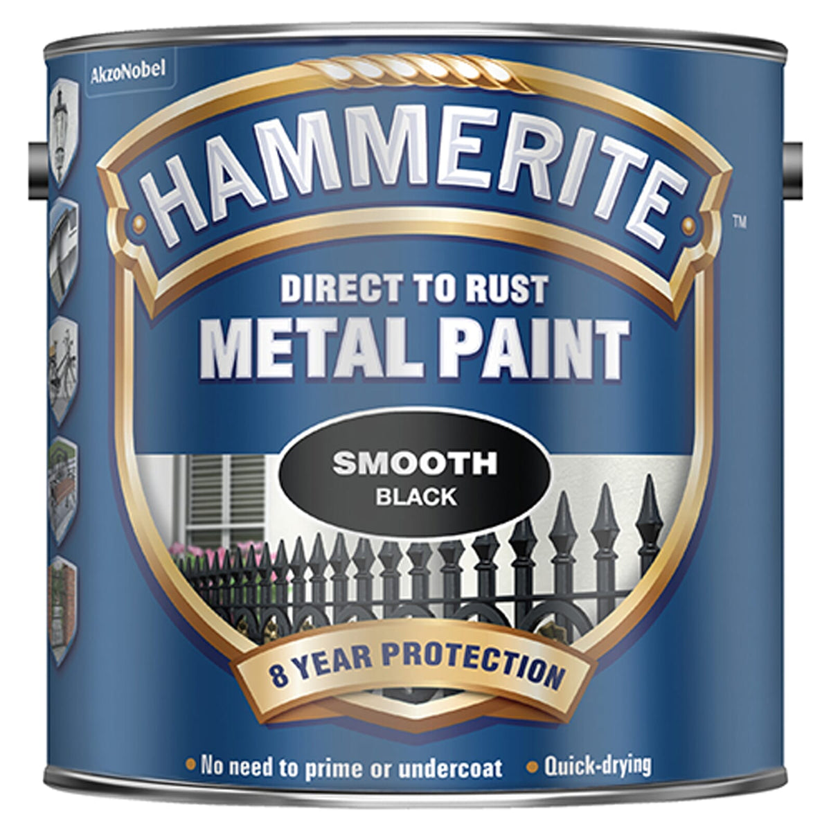 Hammerite Smooth 2.5 L Black metal paint tin