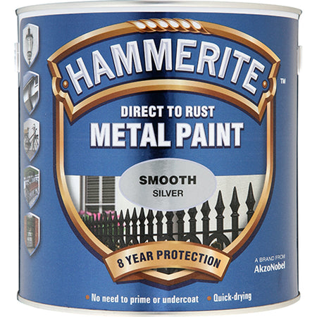 Hammerite Smooth 2.5litre Silver | Hobeca