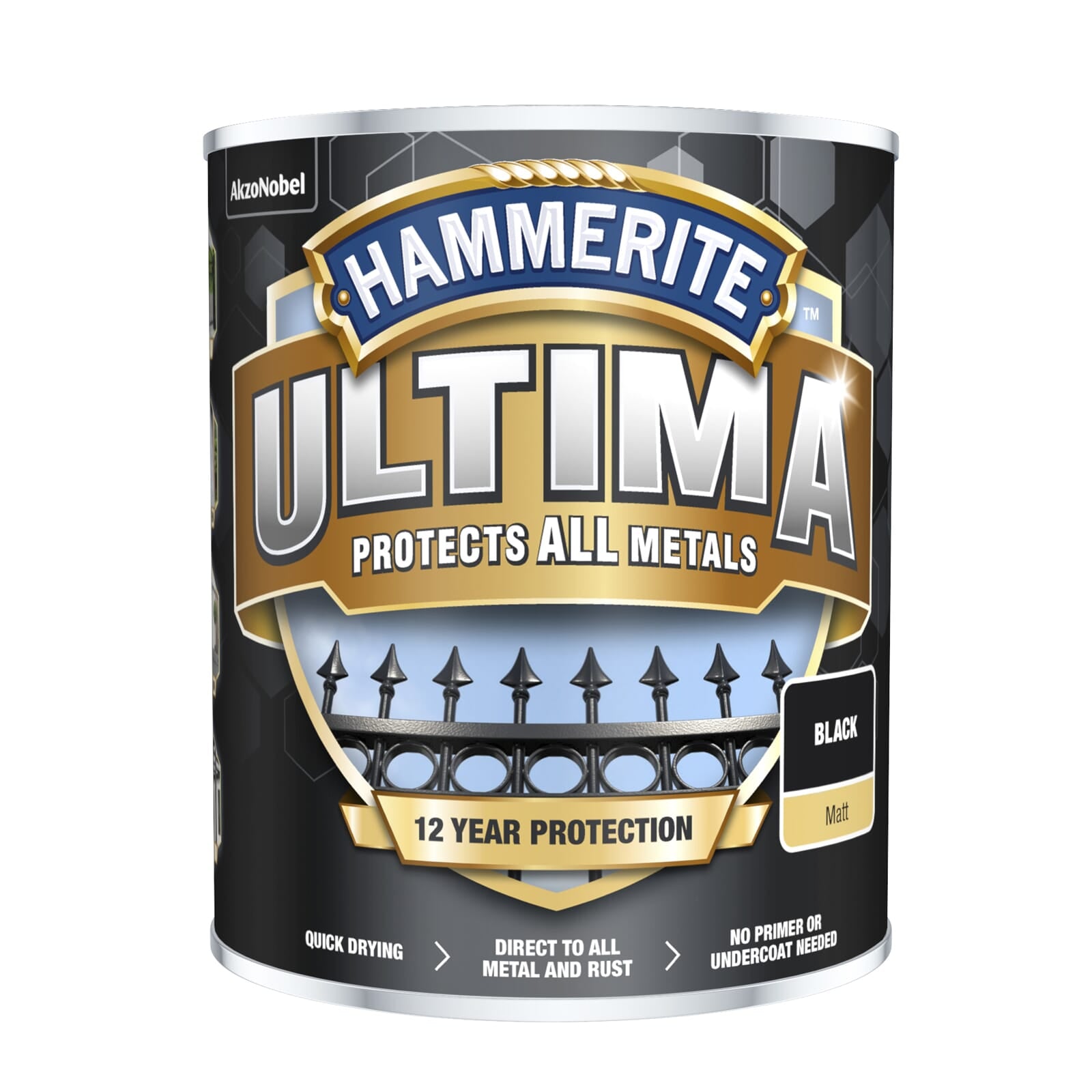 Hammerite Ultima Metal Matt Black 750ml | Hobeca
