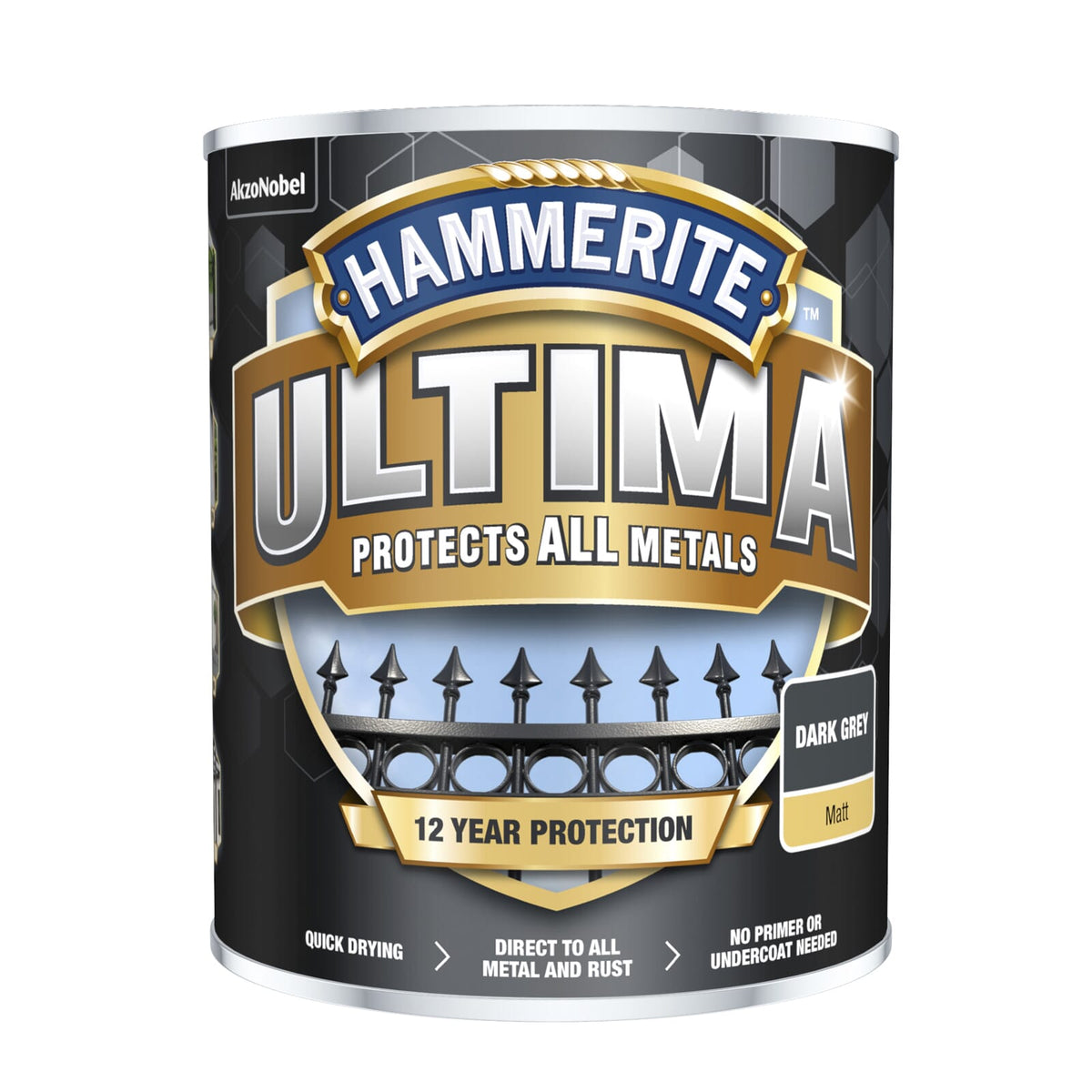 Hammerite Ultima Metal Matt Dark Grey 750ml | Hobeca