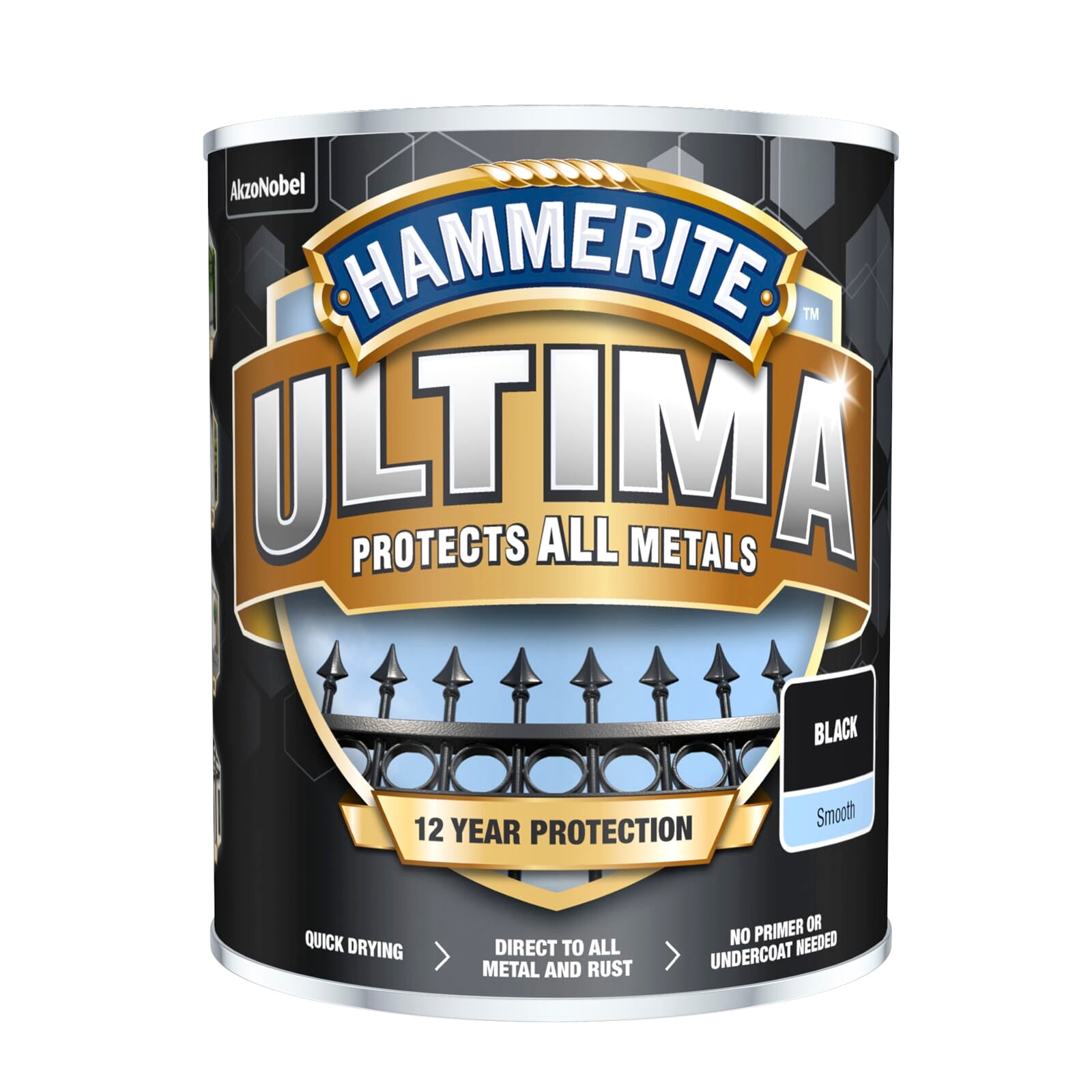 Hammerite Ultima Metal Smooth Black 750ml | Hobeca