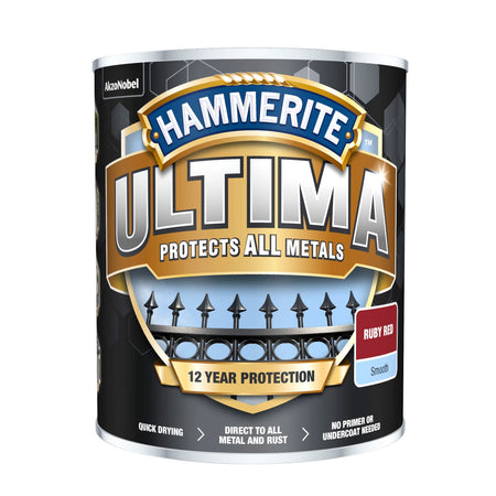 Hammerite Ultima Metal Smooth Ruby Red 750ml | Hobeca