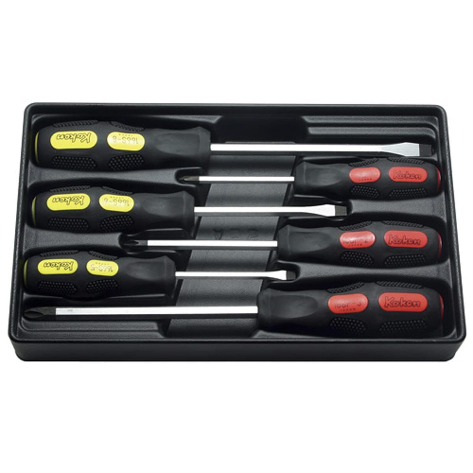 Koken PK166PS Screwdriver Set (Drive Through) Heavy Duty 6pc #1-3 Ph & 5-8mm Flat in Case | Hobeca