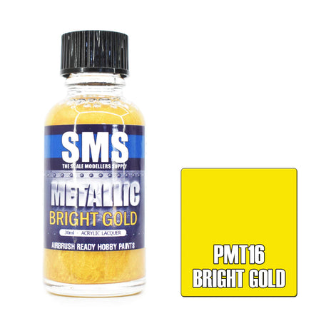 Air Brush Paint 30ml Bright Gold Acrylic Lacquer Scale Modellers Supply | Formula