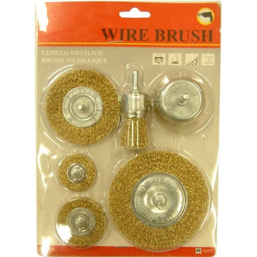 Xcel Wire Brushes Set Wheel/Cup with 6mm Shank 6-pce