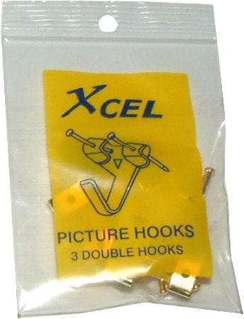 Xcel Picture Hooks - Double 3-Pkt Display box of 36 Packets #320 | Hobeca