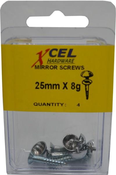 Prepax Mirror Screws CP 4-pce 25mm x 8