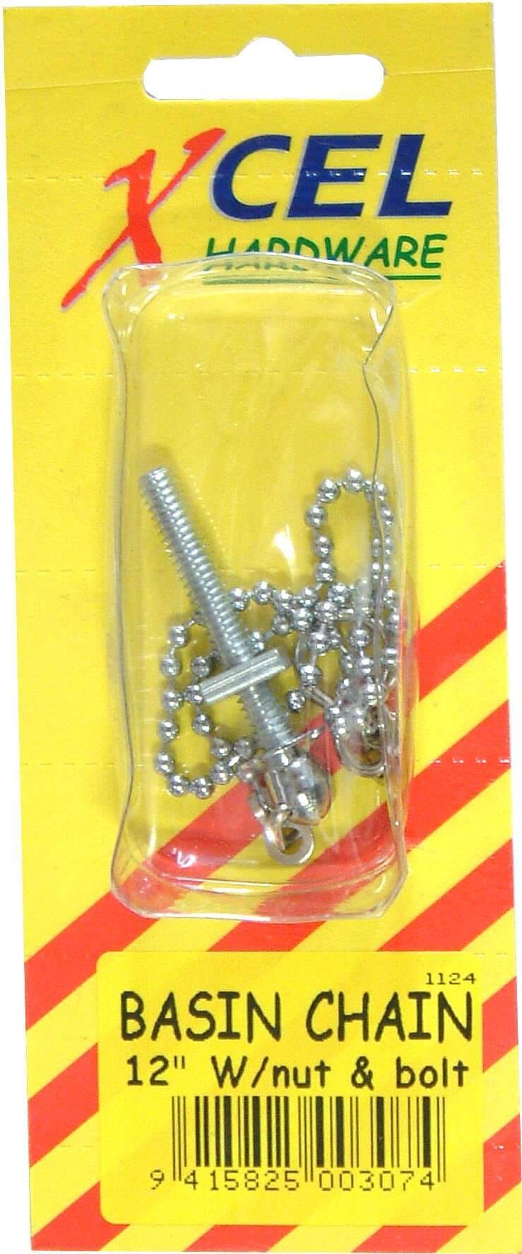 Xcel Basin Chain - CP with Bolt & Nut #4240 300mm Carded