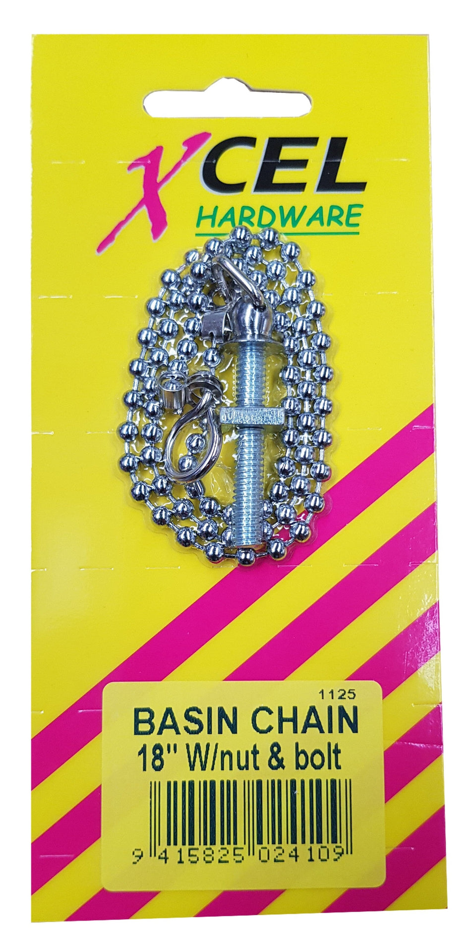 Xcel Basin Chain - CP with Bolt & Nut #4240 450mm Carded